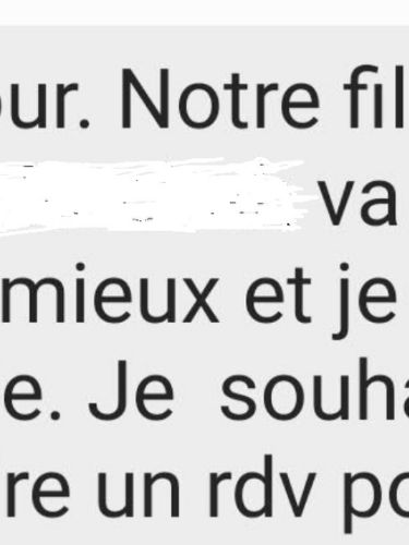Témoignage d’un parent signalant que sa fille va beaucoup mieux