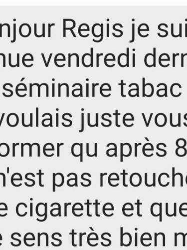 Témoignage d’une cliente déclarant huit jours sans cigarette après le séminaire tabac