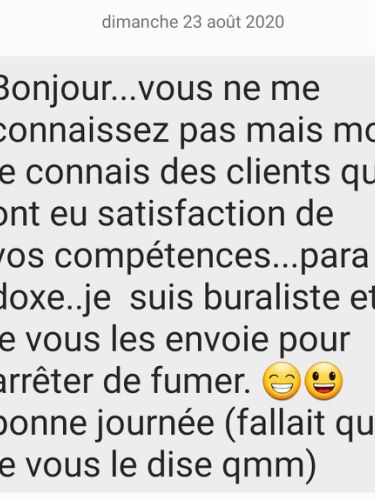 Message d’une personne recommandant Régis Archimbaud après les retours positifs de plusieurs clients